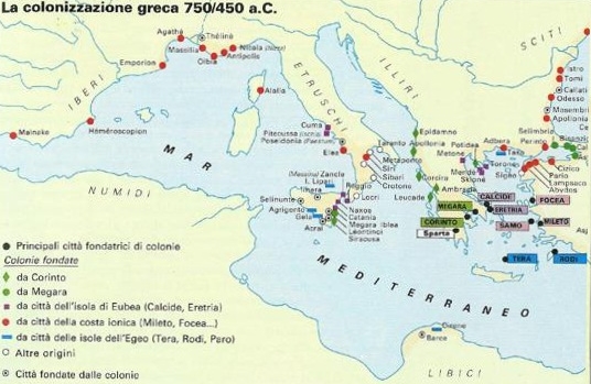 Le colonie greche nel Mediterraneo