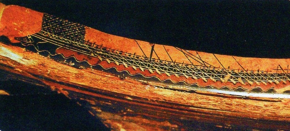 Pentecòntoros dipinto sul bordo di dinòs attico firmato da Exechias (550 – 530 a.C.)