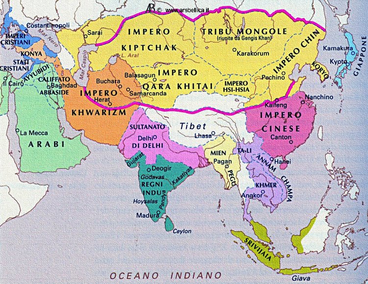 Asia alla morte di Gengis Khan